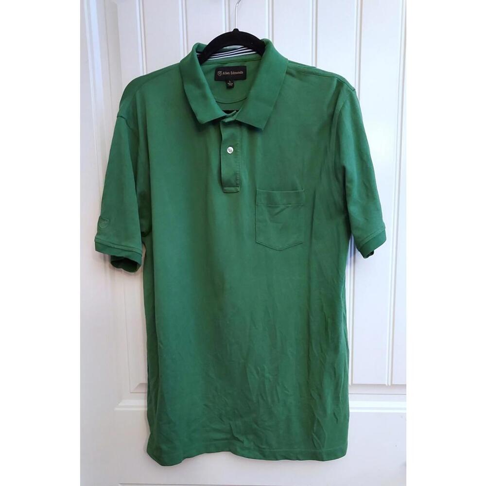 Allen Edmonds Mens LOT OF 2 green yellow 100% Pima Cotton Shirt Polo large golf - Picture 3 of 9